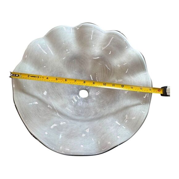 Vtg Large 15" Iridescent Pulled Feather Art Glass Lampshade Ruffled Shade - Picture 5 of 15